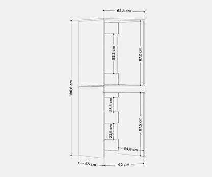 2026 Waschmaschinenschrank Hochschrank Badschrank für Waschmaschine und Trockner 187x65x66 cm Weiß 66 cm breit
