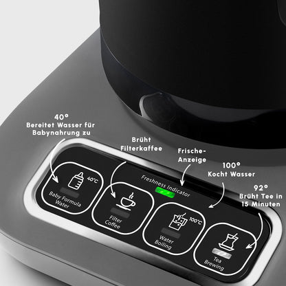 2026 Karaca Caysever Robotea Pro 4-in-1 Sprechender Automatischer Teekocher & Caydanlik, Filterkaffeemaschine, Breiwassererwärmer und Wasserkocher Teemaschine, 2500W, Space Gray Türkische Teekanne
