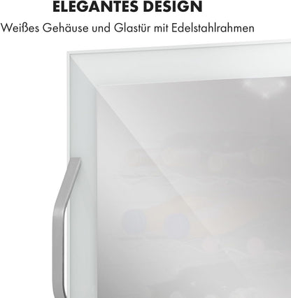 2026 Klarstein Mini Kühlschrank mit Glastür für Zimmer, Getrnkekühlschrank mit Verstellbaren Ablagen, Kleiner 80 Liter, Indoor/Outdoor Kühlschrank Leise