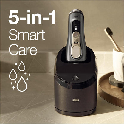 2026 Braun Series 9 Pro Premium Rasierer Herren, Testsieger Stiftung Warentest, 4+1 Scherkopf, Elektrorasierer & Trimmer, Reinigungsstation, 60 Min Laufzeit, 9465cc, noble metal