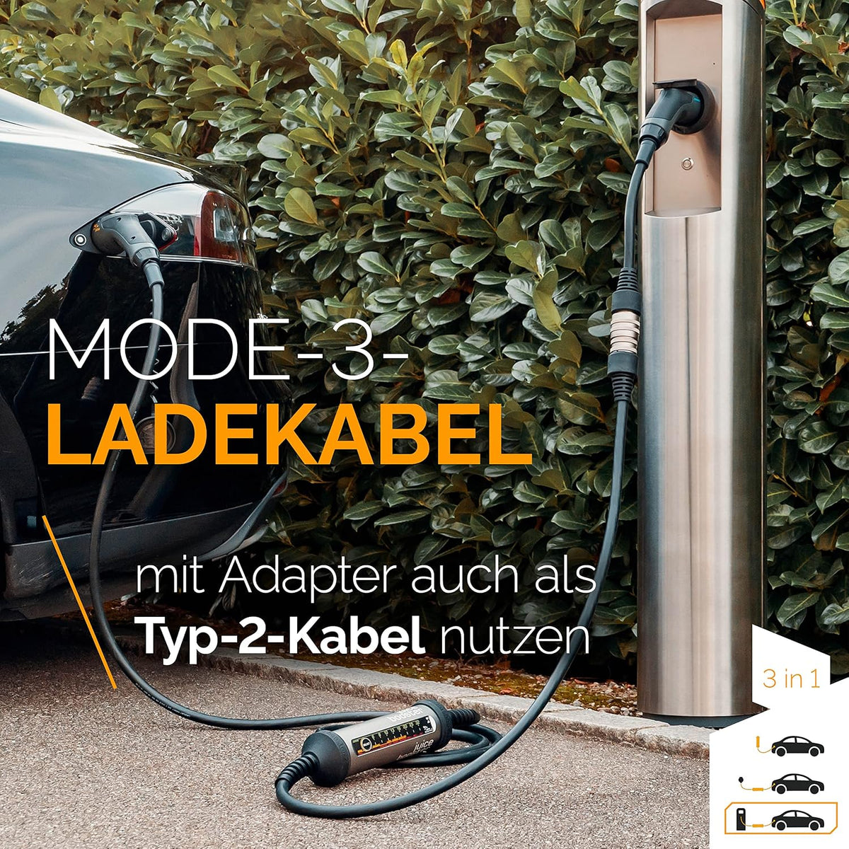 2026 Juice Booster 2 - Mobile Ladestation 22 kW, Schweizer Design, Adapter für alle Steckdosen, Typ 2 Ladekabel, automatische Adaptererkennung, wetterfest & robust