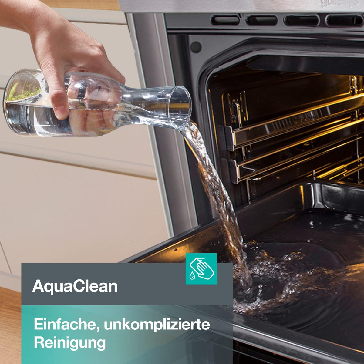 2026 Gorenje GECS5C70XPA Elektro-Standherd mit Glaskeramik-Kochfeld / 50cm / 70 Liter/GentleClose/Schnellaufheizung/AirFry/ExtraSteam/Pizzamodus 300°C/Teleskopauszüge/AquaClean/BräterZone/schwarz