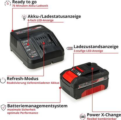 2026 Einhell Akku-Laubsauger VENTURRO 18/210 Power X-Change (18 V, Saugleistung 500 m³/h, Fangsack 45 L, Blasfunktion bis 210 km/h, inkl. 4 Ah Akku & Ladegerät) Schwarz,Rot