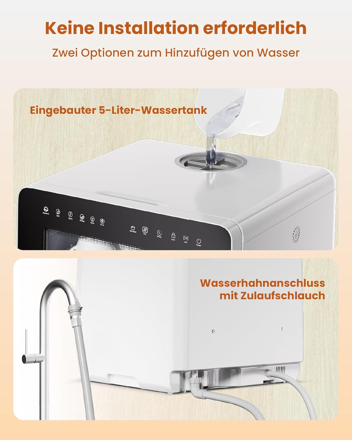 2026 HAVA 2025 NEUE Tischgeschirrspüler mit Wasserenthärter und erhöhter Energieeffizienz, Spülmaschine mit 8 Programmen, Kindersicherung & verzögerter Start, keine Installation erforderlich