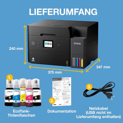 2026 EcoTank ET-4950 Tintentankdrucker | fürs Das Home Office | WLAN & Ethernet | A4 | (Duplex-) Druck, Scannen, Kopieren, Faxen | 6.1 cm Touchscreen | ADF | inkl. Tinte für bis zu 3 Jahre