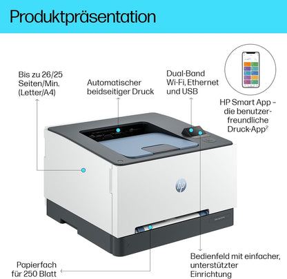 2026 HP Color LaserJet Pro MFP 3302fdwg Multifunktions-Farblaserdrucker, Fax, Automatischer beidseitiger Druck, Touchscreen, Wi-Fi, Ethernet, USB, HP Wolf Pro Security