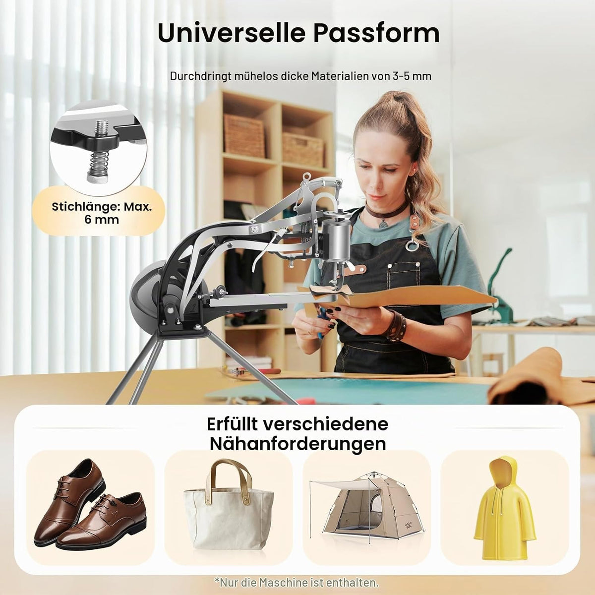 2026 Manuell Leder Nähmaschine Schuh Maschine Ledernähmaschine Einstellba Leder Handmaschine Cobbler Nähmaschine 360° einstellbare Richtung