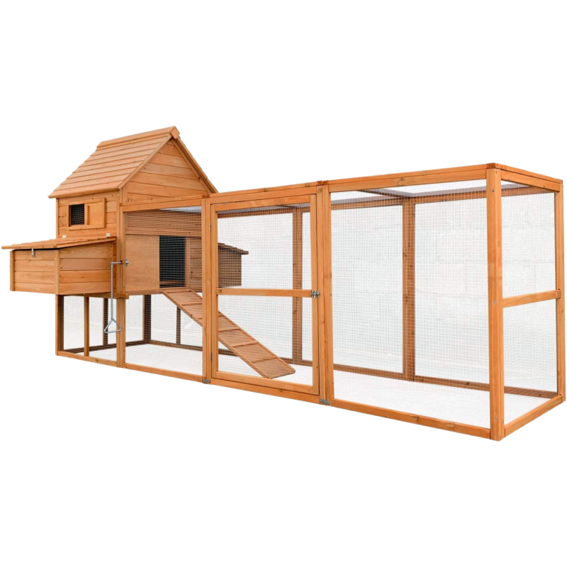 2026 Wiltec Hühnerstall 3100 x 1500 x 1500 mm braun mit Freilauf und Nistkästen aus Holz, Hühnerhaus mit Unterschlupf, Gitter und Kotwanne verzinkt