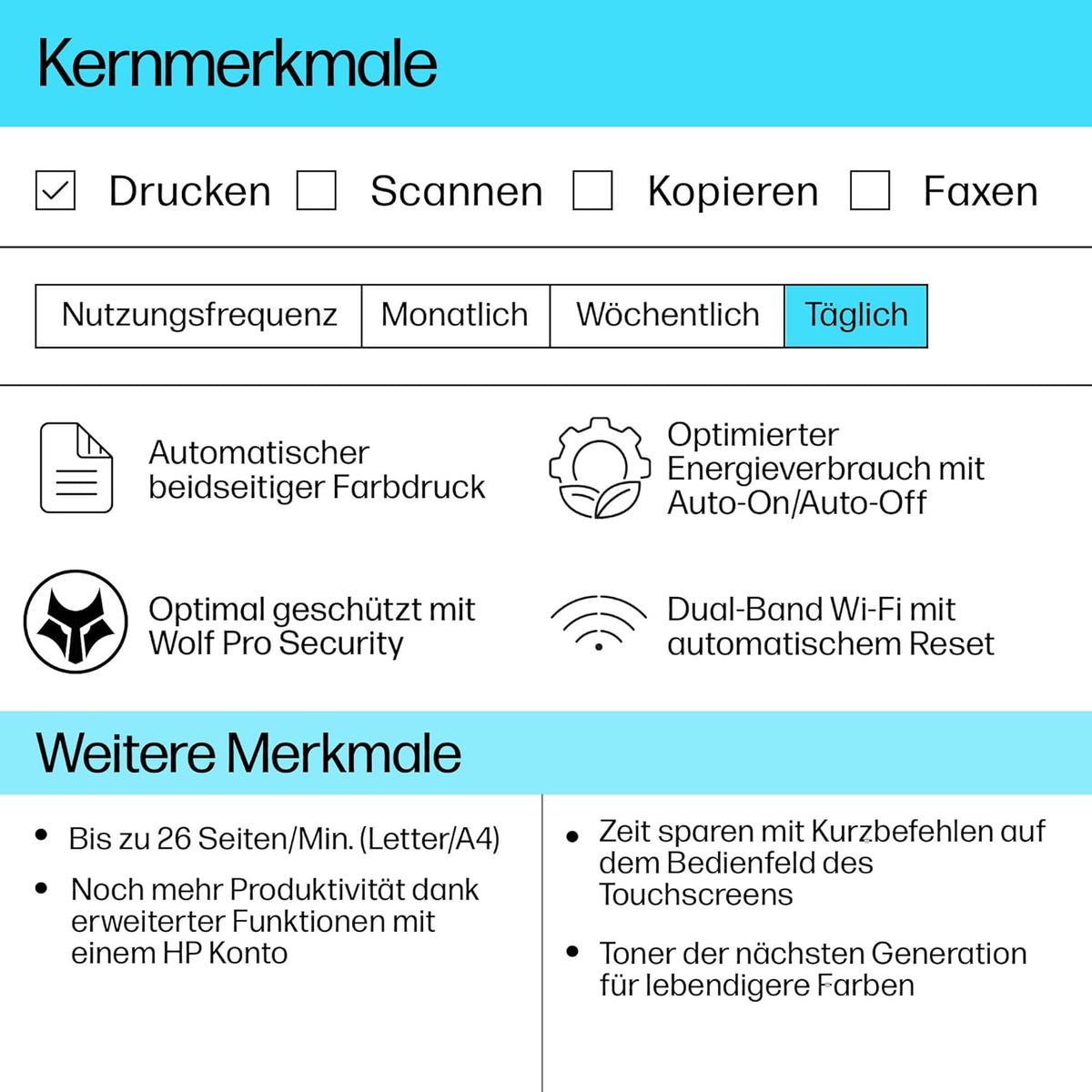 2026 HP Color LaserJet Pro MFP 3302fdwg Multifunktions-Farblaserdrucker, Fax, Automatischer beidseitiger Druck, Touchscreen, Wi-Fi, Ethernet, USB, HP Wolf Pro Security