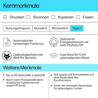 2026 HP Color LaserJet Pro MFP 3302fdwg Multifunktions-Farblaserdrucker, Fax, Automatischer beidseitiger Druck, Touchscreen, Wi-Fi, Ethernet, USB, HP Wolf Pro Security