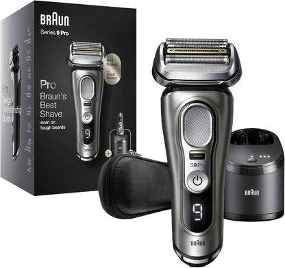 2026 Braun Series 9 Pro Premium Rasierer Herren, Testsieger Stiftung Warentest, 4+1 Scherkopf, Elektrorasierer & Trimmer, Reinigungsstation, 60 Min Laufzeit, 9465cc, noble metal