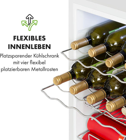 2026 Klarstein Mini Kühlschrank mit Glastür für Zimmer, Getrnkekühlschrank mit Verstellbaren Ablagen, Kleiner 80 Liter, Indoor/Outdoor Kühlschrank Leise