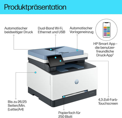 2026 HP Color LaserJet Pro MFP 3302fdwg Multifunktions-Farblaserdrucker, Fax, Automatischer beidseitiger Druck, Touchscreen, Wi-Fi, Ethernet, USB, HP Wolf Pro Security