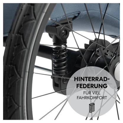 2026 hauck Fahrradanhänger & Kinderwagen Dryk Duo Plus mit Federung, für 2 Kinder (6-48 Monate), inkl. Deichsel, Buggyrad, Fahne und LED Licht, Faltbar, Höhenverstellbar, XL Kofferaum (Dark Green)