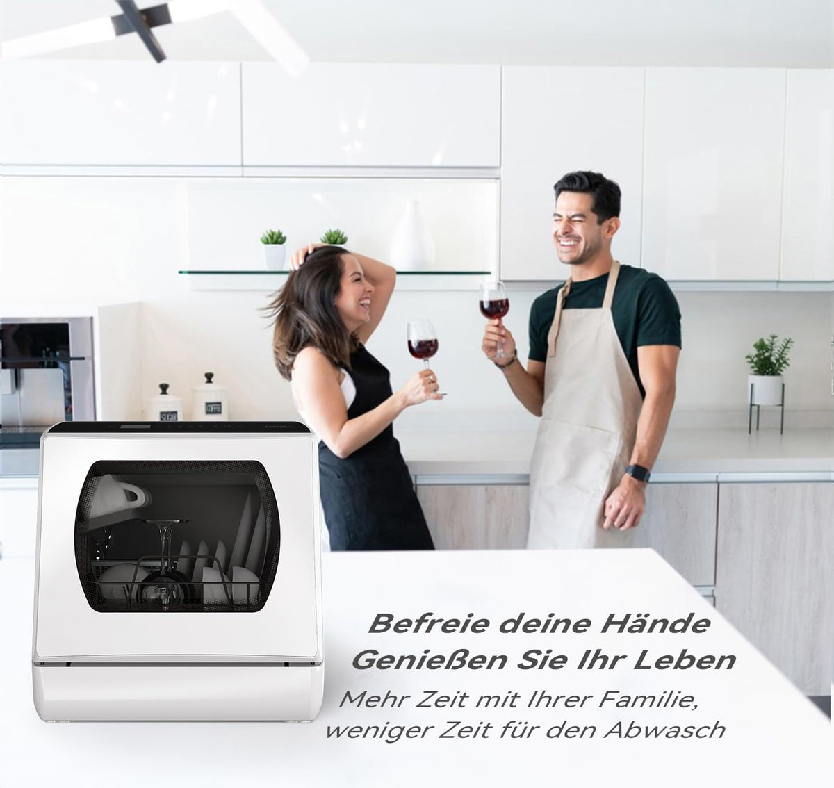 2026 Hermitlux Mini Geschirrspüler, Spülmaschine für 4 Bestecksätze, 5 Liter Wassertank, 6 Programme Mini Tischgeschirrspüler, Perfekt für Wohnungen, Schlafsäle, Camping, Weiß