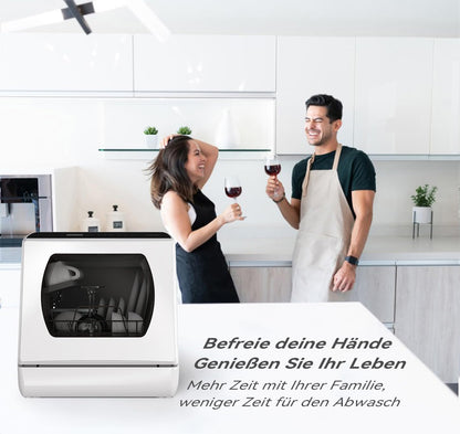 2026 Hermitlux Mini Geschirrspüler, Spülmaschine für 4 Bestecksätze, 5 Liter Wassertank, 6 Programme Mini Tischgeschirrspüler, Perfekt für Wohnungen, Schlafsäle, Camping, Weiß
