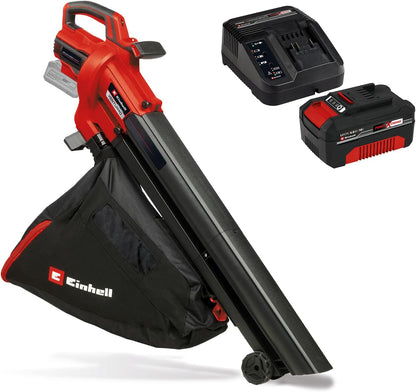 2026 Einhell Akku-Laubsauger VENTURRO 18/210 Power X-Change (18 V, Saugleistung 500 m³/h, Fangsack 45 L, Blasfunktion bis 210 km/h, inkl. 4 Ah Akku & Ladegerät) Schwarz,Rot