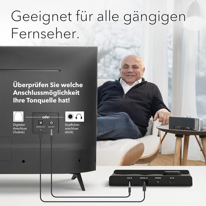 2026 faller Oskar TV Lautsprecher/Soundbar mit Clear Voice (tragbar, kabellos, einfache Bedienung, Aluminiumgehäuse)