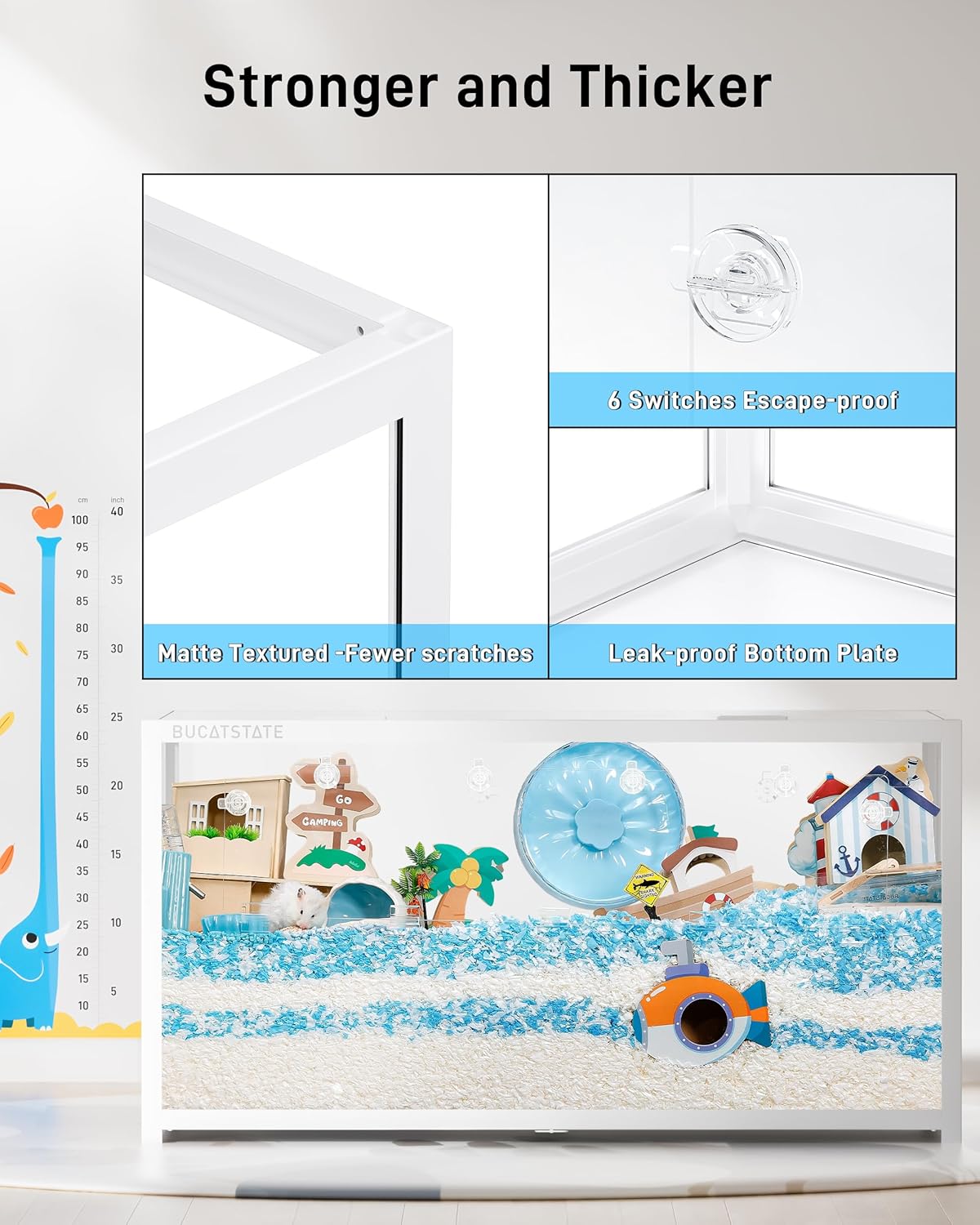 2026 BUCATSTATE Hamsterkäfig 3,0: Metall Rattenkäfig Kleintierkäfig Groß Stapelbar mit Einfacher Montage 120L x 60W x 62H cm für Nager, Mäuse, Zwerghamster (0,72m², Weiß)