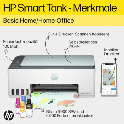 2026 HP Smart Tank 7605 4-in-1 Multifunktionsdrucker (WLAN; Duplex; ADF) – 3 Jahre Tinte inklusive, 3 Jahre Garantie, großer Tintentank, hohe Reichweite, Drucken in hoher Qualität