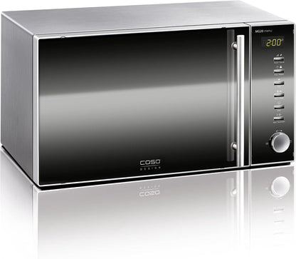 2026 Caso | MG20 menu 2-in-1 Mikrowelle mit Grill | 800 W, Grill 1000W, 2 Kombiprogramme + 14 Koch-Programme, Design Edelstahl und verspiegelt ,20L,Edelstahl