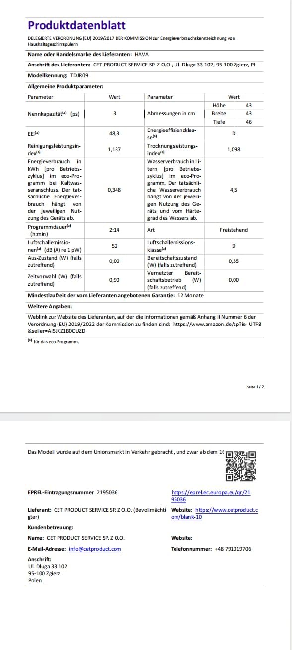 2026 HAVA 2025 NEUE Tischgeschirrspüler mit Wasserenthärter und erhöhter Energieeffizienz, Spülmaschine mit 8 Programmen, Kindersicherung & verzögerter Start, keine Installation erforderlich