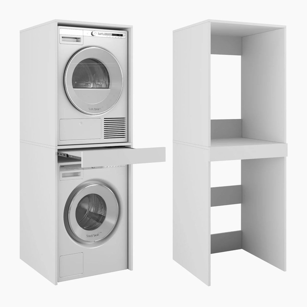 2026 Waschmaschinenschrank Hochschrank Badschrank für Waschmaschine und Trockner 187x65x66 cm Weiß 66 cm breit