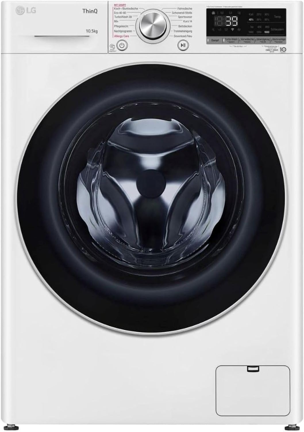 2026 LG F4WV7080, Klasse A, Frontlader-Waschmaschine 8 kg, 1400 U/Min, AI Direct Drive, Wi-Fi, Tiefenreinigung mit Dampf, Groe Kapazitt, TRIPLE A, Auentür aus Sicherheitsglas, 62 x 60 x 85 cm Wei