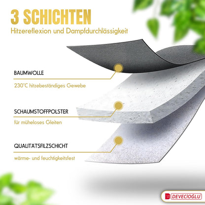 2026 DEVECIOĞLU Bügelbrett 127x46cm - XL Bügeltisch für Dampfbügelstation, Bügelbrett Groß, klappbarer Bügeltisch, höhenverstellbar, Ironing Board, (MM123)