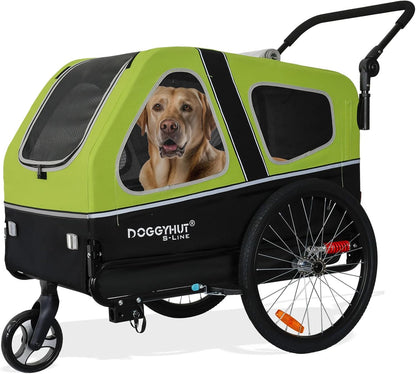2026 Doggyhut S-Line XL Hundeanhänger & Hundebuggy mit Federung 2 in 1 Hunde Fahrradanhänger Jogger gefedert bis 45 kg