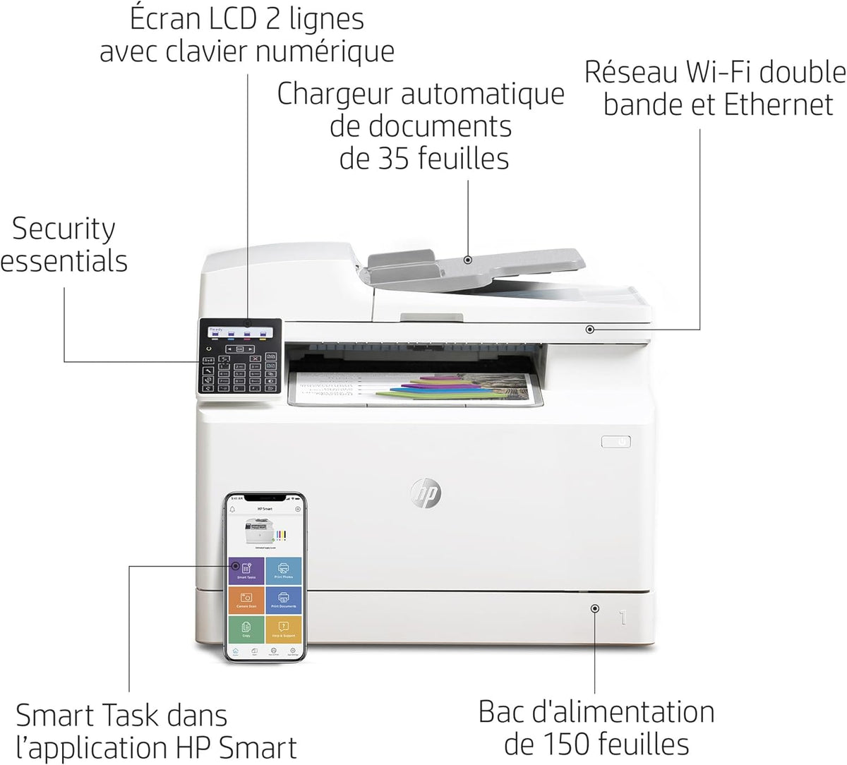 2026 HP Color LaserJet Pro MFP 3302fdwg Multifunktions-Farblaserdrucker, Fax, Automatischer beidseitiger Druck, Touchscreen, Wi-Fi, Ethernet, USB, HP Wolf Pro Security