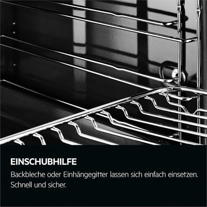 2026 AEG Einbaubackofen – Serie 5 Ringheißluft: Gleichmäßige Garergebnisse auf 3 Ebenen – Pyrolyse Selbstreinigung – 25 Automatikprogramme – LED-Touchdisplay – Schnellaufheizung – Schwarz – BPE53516AB