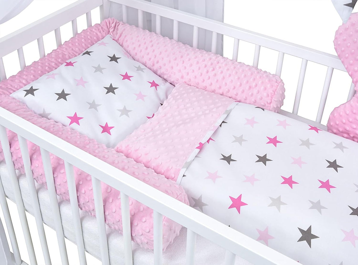 2026 Baby Delux Babybett Komplett Set Hausbett 60x120 cm weiß Schublade Rausfallschutz Kinderbett Matratze Bettwäsche Deko Set (Prince Stars)
