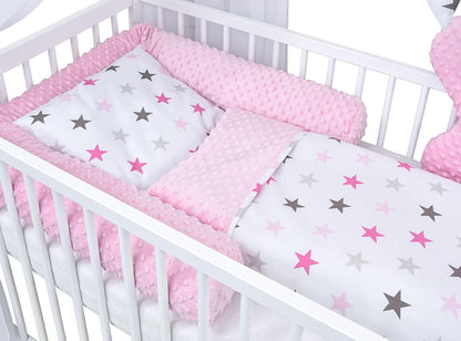 2026 Baby Delux Babybett Komplett Set Hausbett 60x120 cm weiß Schublade Rausfallschutz Kinderbett Matratze Bettwäsche Deko Set (Prince Stars)