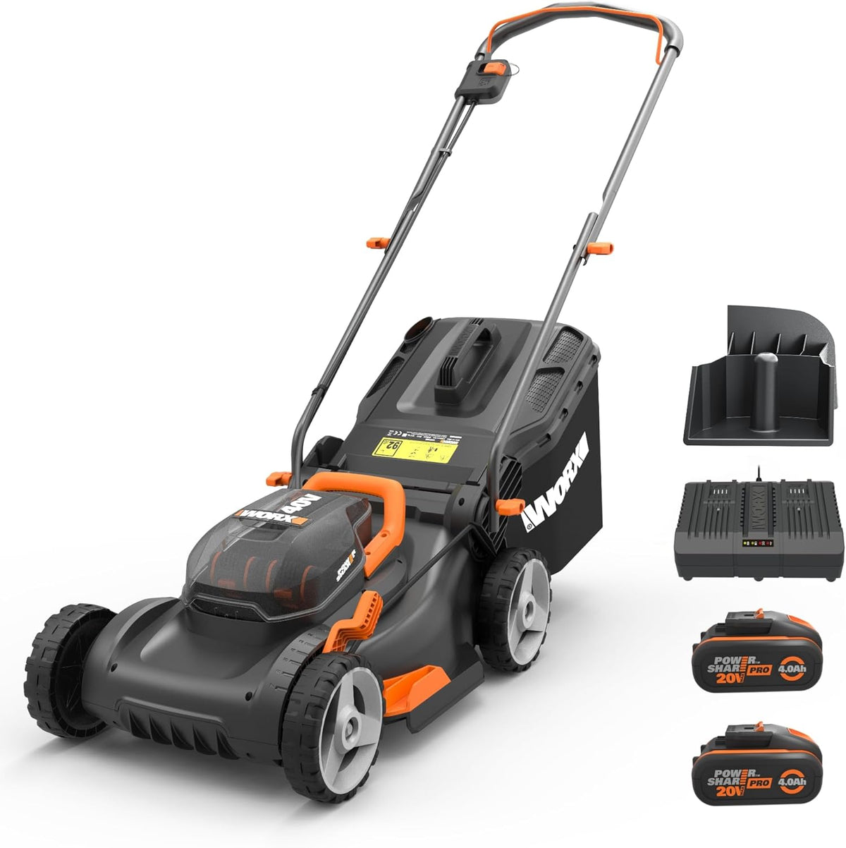 2026 WORX WG743E Akku-Rasenmäher 40V – Profi Rasenmäher mit Mulchfunktion & PowerShare Akku – Rasenmähen ohne Kabel – Ideal für Gärten bis zu 500m²