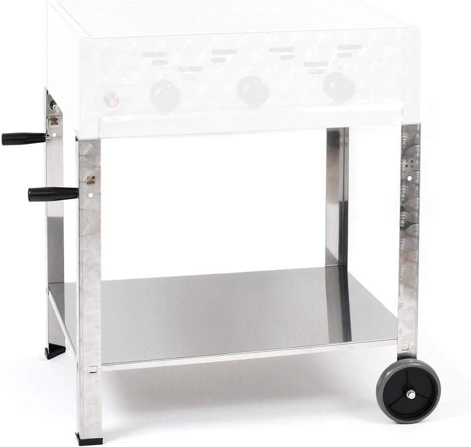 2026 Gasgrill-Kombibräter 11kW 3-flammiger Edelstahl-Brenner fahrbar mit Grillrost und Stahlpfanne Gastrobräter Profigrill Verein