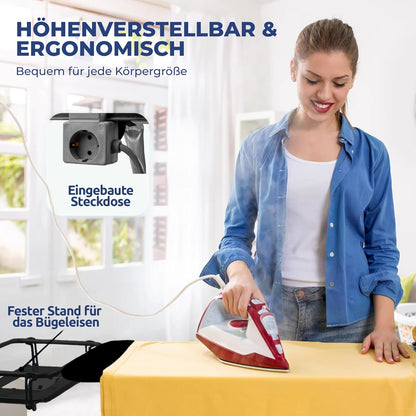 2026 STAHLMANN® Bügelbrett für Dampfbügelstation [130 × 48 cm] mit Ärmelbrett | schwarz | Made in Europe | inklusive Ärmelbrett | 100 % Baumwolle Turbobezug | extra stabil | höhenverstellbar