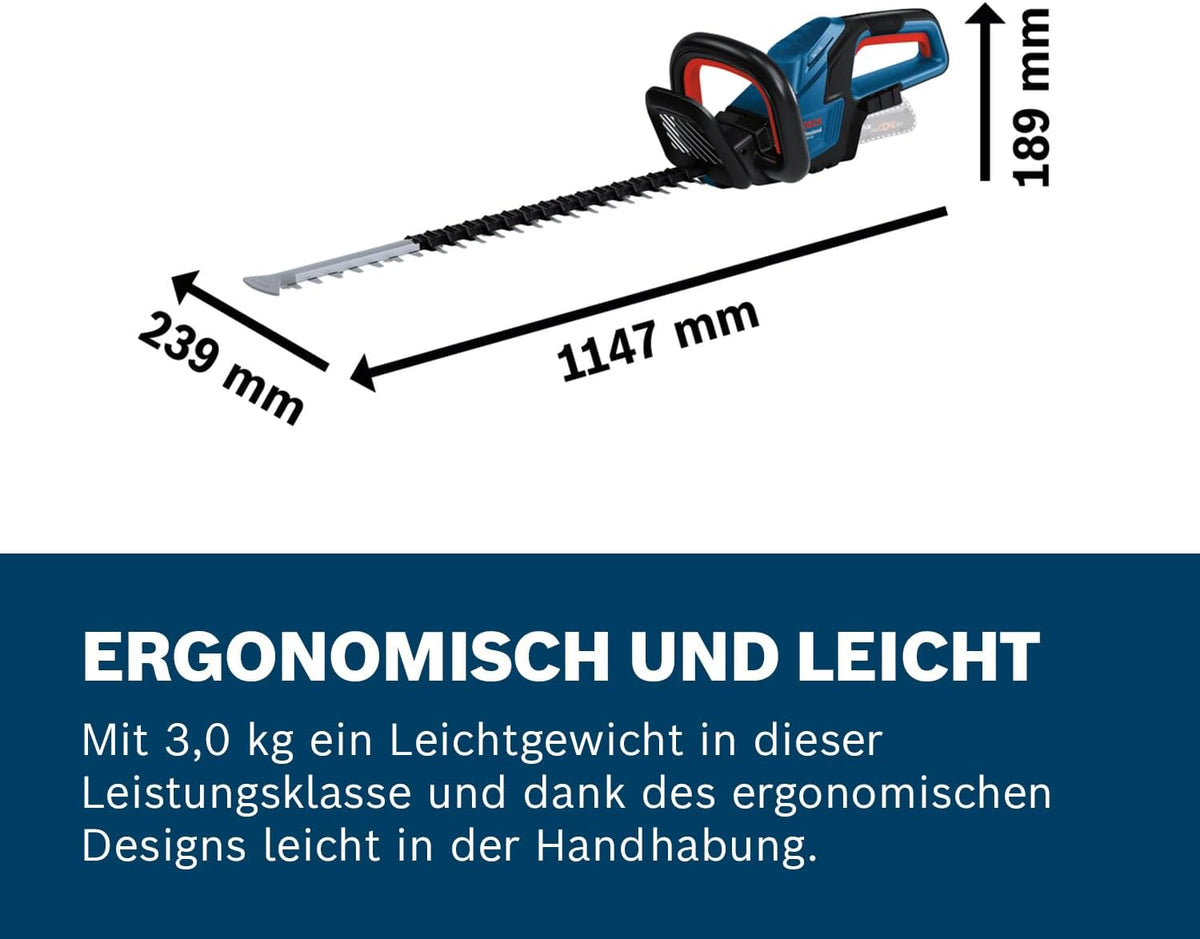 2026 Bosch Professional 18V System Akku-Heckenschere GHE 18V-60 (bürstenloser Motor, Schnittkapazität von 20 mm)