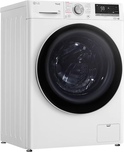 2026 LG F4WV7080, Klasse A, Frontlader-Waschmaschine 8 kg, 1400 U/Min, AI Direct Drive, Wi-Fi, Tiefenreinigung mit Dampf, Groe Kapazitt, TRIPLE A, Auentür aus Sicherheitsglas, 62 x 60 x 85 cm Wei