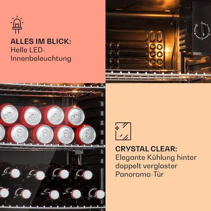 2026 Klarstein Mini Kühlschrank mit Glastür für Zimmer, Getrnkekühlschrank mit Verstellbaren Ablagen, Kleiner 80 Liter, Indoor/Outdoor Kühlschrank Leise