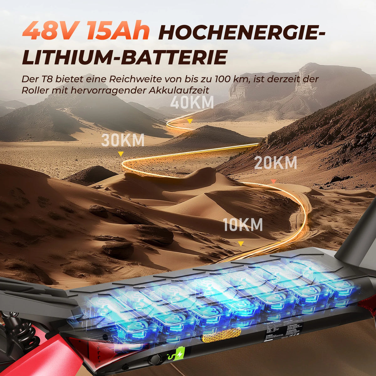 2026 T8 Offroad-E-Scooter Mit Straßenzulassung 1200W Motor 100KM Reichweite (ABE,eKFV)