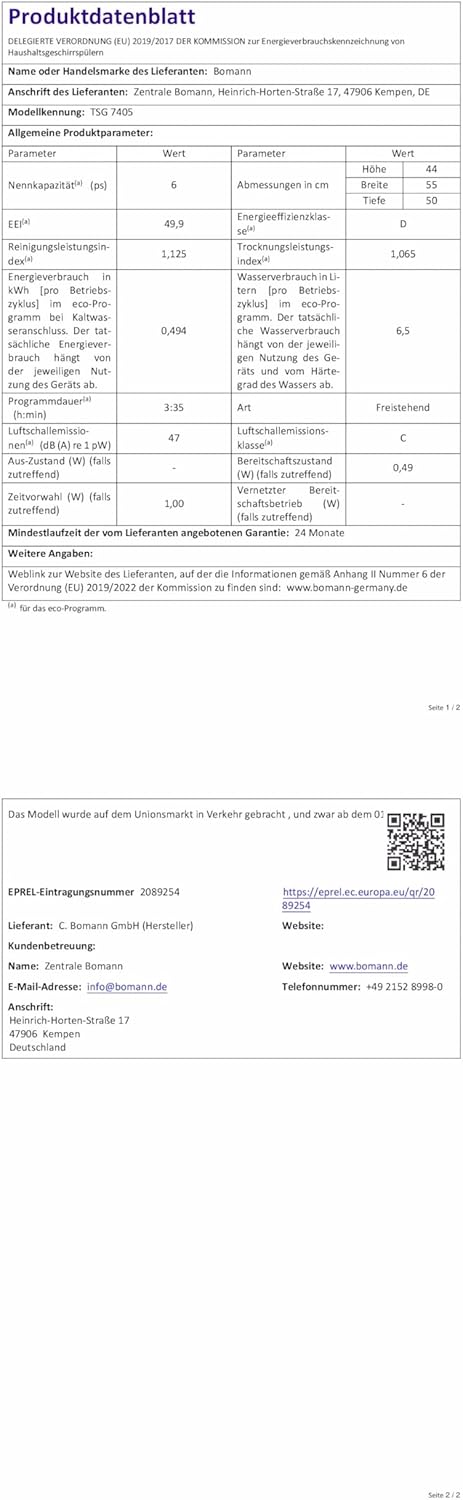 2026 Bomann Mini Geschirrspüler mit Wasseranschluss | inkl. Schlauch | Tisch Geschirrspüler leise | Mini Spülmaschine für kleine Küchen/Camping | Spülmaschine klein m. Überlaufsicherung | TSG 7405 schwarz