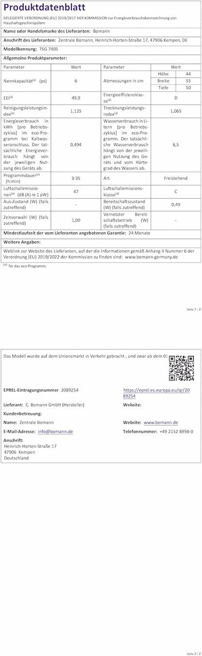 2026 Bomann Mini Geschirrspüler mit Wasseranschluss | inkl. Schlauch | Tisch Geschirrspüler leise | Mini Spülmaschine für kleine Küchen/Camping | Spülmaschine klein m. Überlaufsicherung | TSG 7405 schwarz