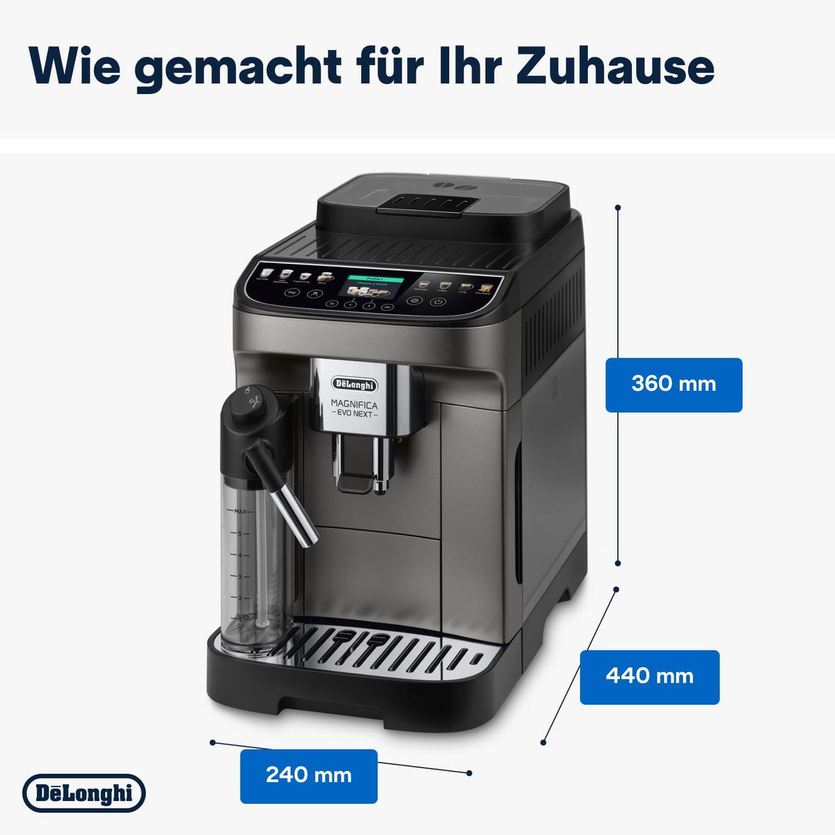2026 De'Longhi Magnifica Evo ECAM 292.81.B Kaffeevollautomat mit LatteCrema Milchsystem, 7 Direktwahltasten für Cappuccino, Espresso und weitere Kaffeespezialitäten, 2-Tassen-Funktion, Schwarz
