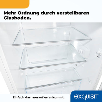 2026 Exquisit Kühlschrank ohne Gefrierfach, 133 Liter, Vollraumkühlschrank freistehend, Türanschlag Wechselbar, KS516-V-H-010D weiss
