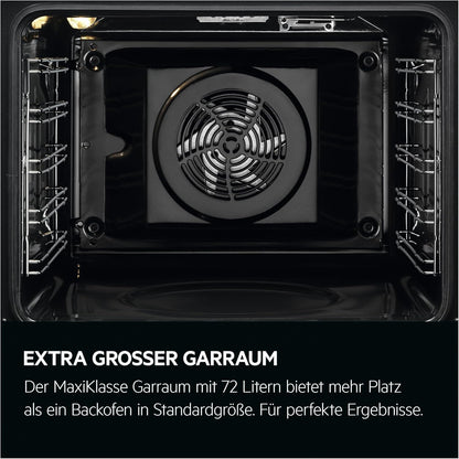 2026 AEG Einbaubackofen – Serie 5 Ringheißluft: Gleichmäßige Garergebnisse auf 3 Ebenen – Pyrolyse Selbstreinigung – 25 Automatikprogramme – LED-Touchdisplay – Schnellaufheizung – Schwarz – BPE53516AB