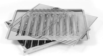 2026 Gasgrill-Kombibräter 11kW 3-flammiger Edelstahl-Brenner fahrbar mit Grillrost und Stahlpfanne Gastrobräter Profigrill Verein