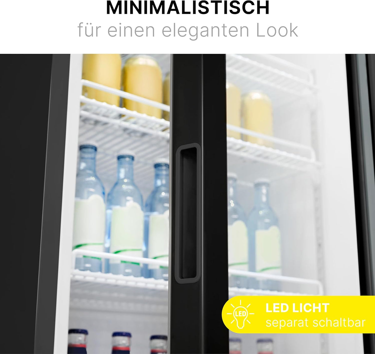 2026 Bomann Kühlschrank mit Glastür | Getränkekühlschrank abschließbar | 6 höhenverstellbare Ablagen | 30kg je Ablage | 347 Liter | Kühlschrank groß | Flaschenkühlschrank m. LED-Licht | KSG 7351 schwarz