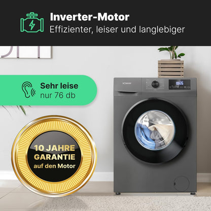 2026 Bomann Waschmaschine 7kg | max. 1400 U/min | 10 Jahre Motor-Garantie | effizienter, leiser & langlebiger Invertermotor | 15 Programme | Endzeitvorwahl | LED-Display | Washing Machine | WA 7175 wei