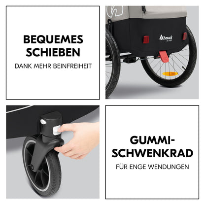 2026 hauck Fahrradanhänger & Kinderwagen Dryk Duo Plus mit Federung, für 2 Kinder (6-48 Monate), inkl. Deichsel, Buggyrad, Fahne und LED Licht, Faltbar, Höhenverstellbar, XL Kofferaum (Dark Green)